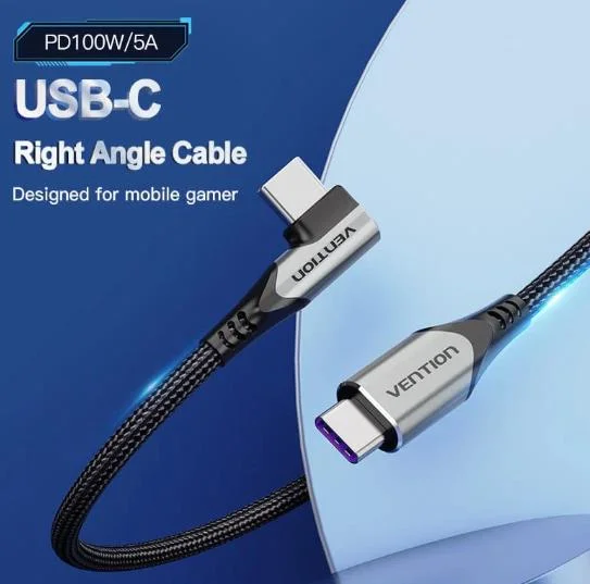 CABLE USB-C TO USB-C R.ANGLE/1M GRAY TAKHF VENTION - Image 2