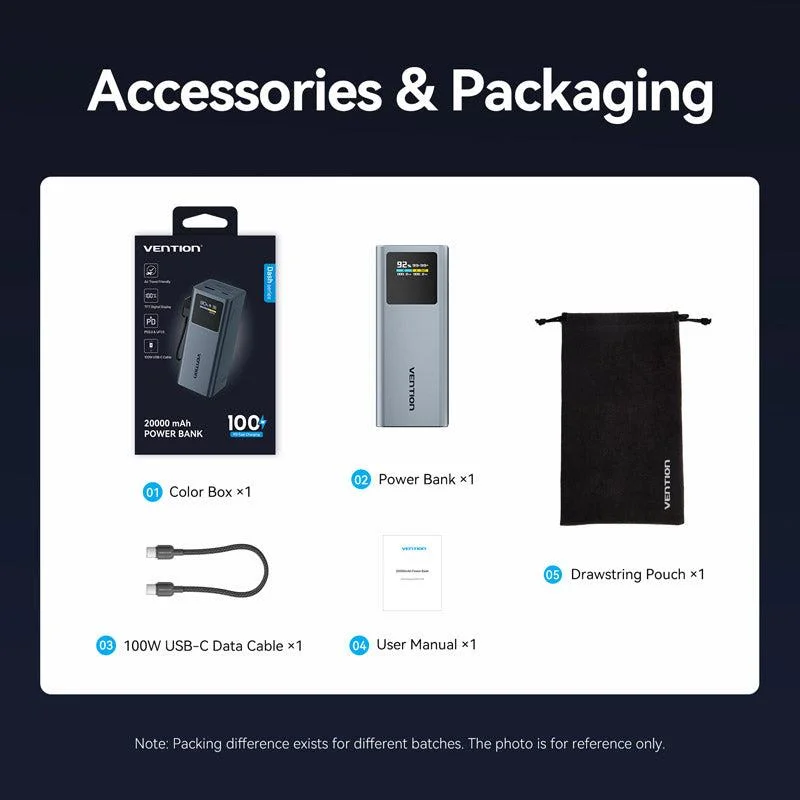 POWER BANK USB 20000MAH 100W/FKCH0 VENTION - Image 18