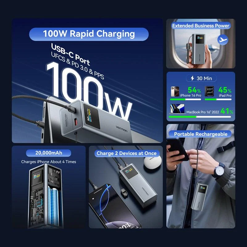 POWER BANK USB 20000MAH 100W/FKCH0 VENTION - Image 3
