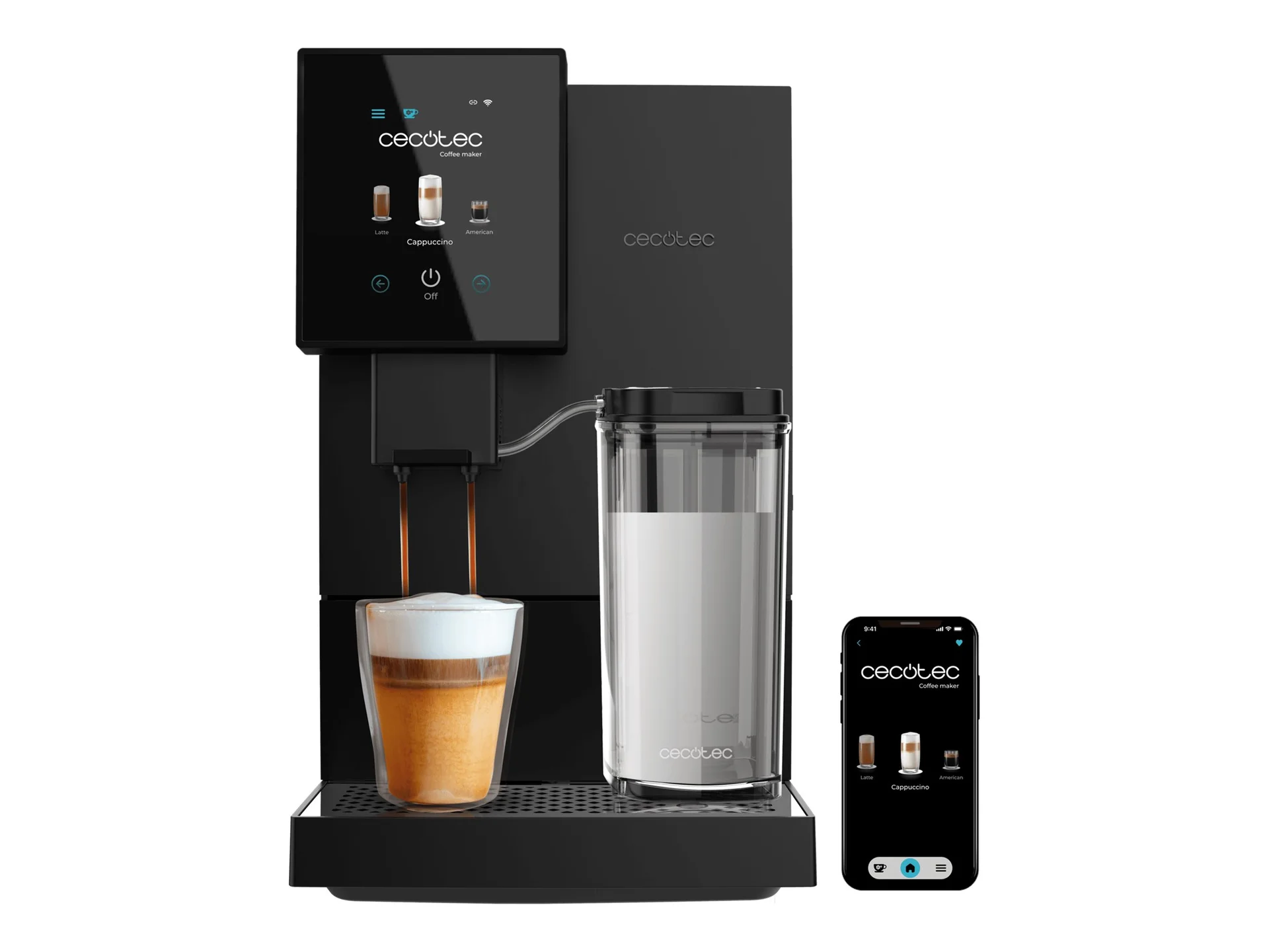 Cecotec Coffee Maker Cremmaet Compactccino Connected Pump pressure 19 bar Built-in milk frother Super-automatic Black - Image 2